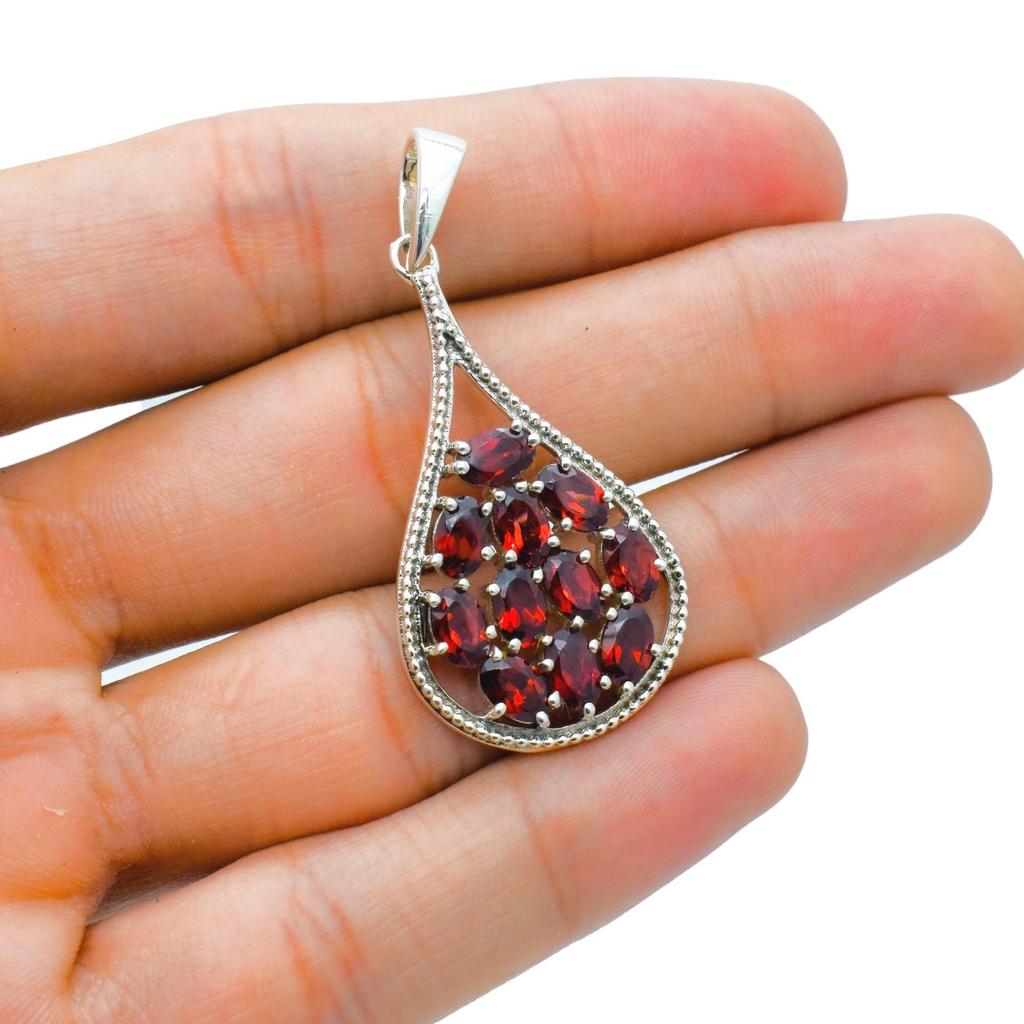 Natural Garnet Pendant, 925 Sterling Silver Jewelry, Teardrop Pendant, Gift for daughter