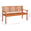 3 Seater Garden Bench with Cushion 150 cm Solid Eucalyptus Wood