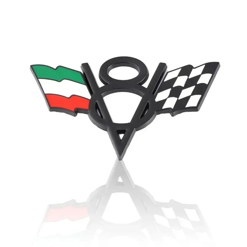 3D Metal V8 Italy France America US UK Flag Rear Trunk Fender Emblem Badge Sticker for Dodge Jeep Ford Accessories