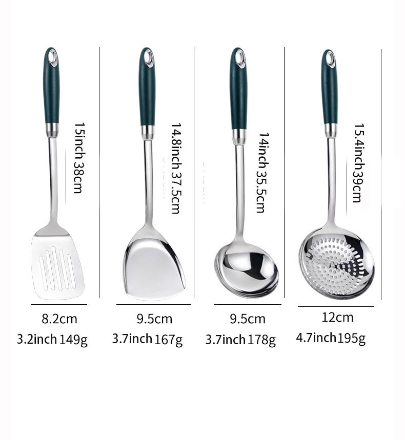 

Набор кухонных принадлежностей из нержавеющей стали 304, кухонные принадлежности, лопатка, ложка для супа, лопатка для жарки, набор для приготовления пищи, 4 предмета CHINA