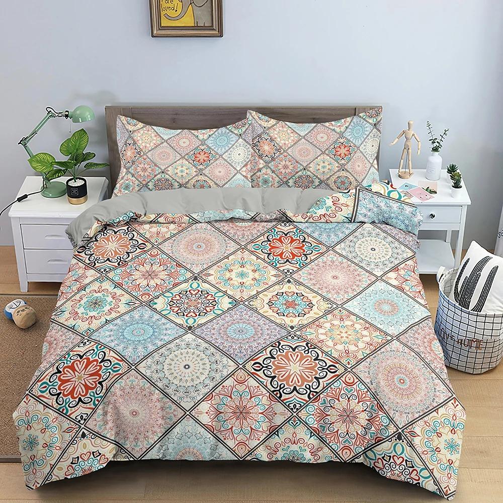 Mandala Duvet Cover Set Bohemian Bedding Set Soft Comforter Cover With 12pcs Pillow Shams Quilt Cover Bedroom King Queen Sizes