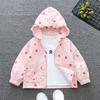 Adorable Spring  Autumn Jackets  Girls with All - Over Strawberry and Rabbit Prints