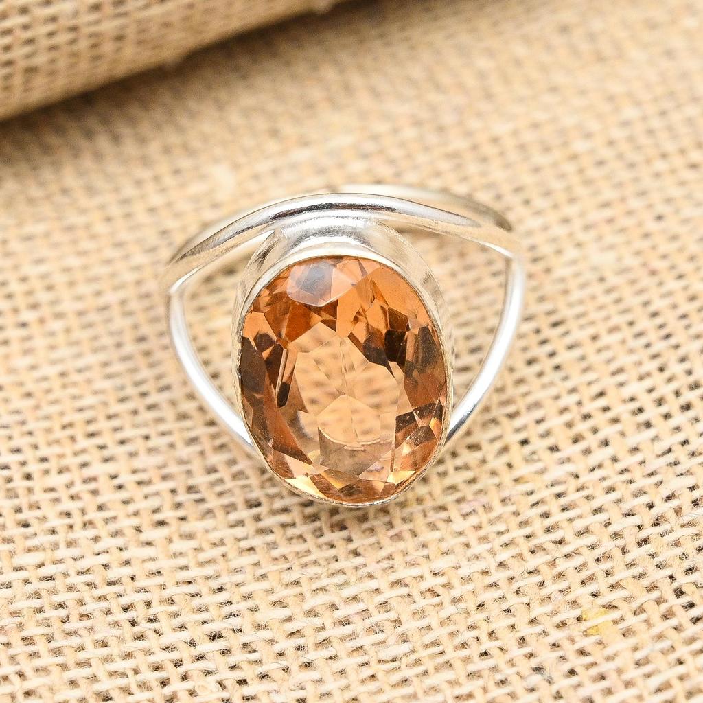 Morganite Gemstone Handmade 925 Sterling Silver Ring Jewelry