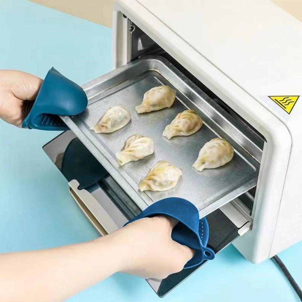 Mini Oven Gloves Silicone Cooking Pinch Grips Oven Mitts Potholder Kitchen Oven Gloves  Rubber Kitchen Cooking Baking