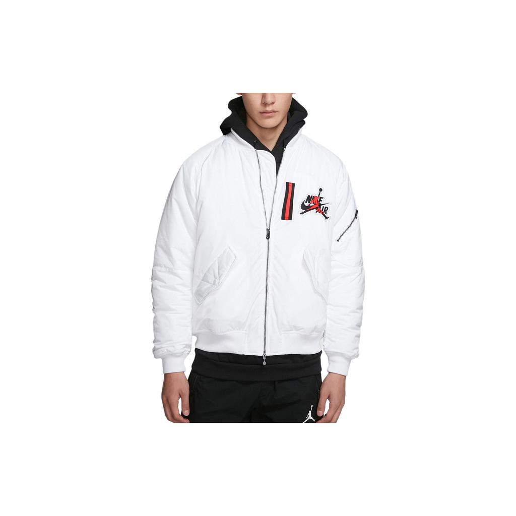 Jordan Wings MA-1 Logo Print Warm Casual Long-Sleeve Baseball Collar Jacket Men Jacket White AV2599-100