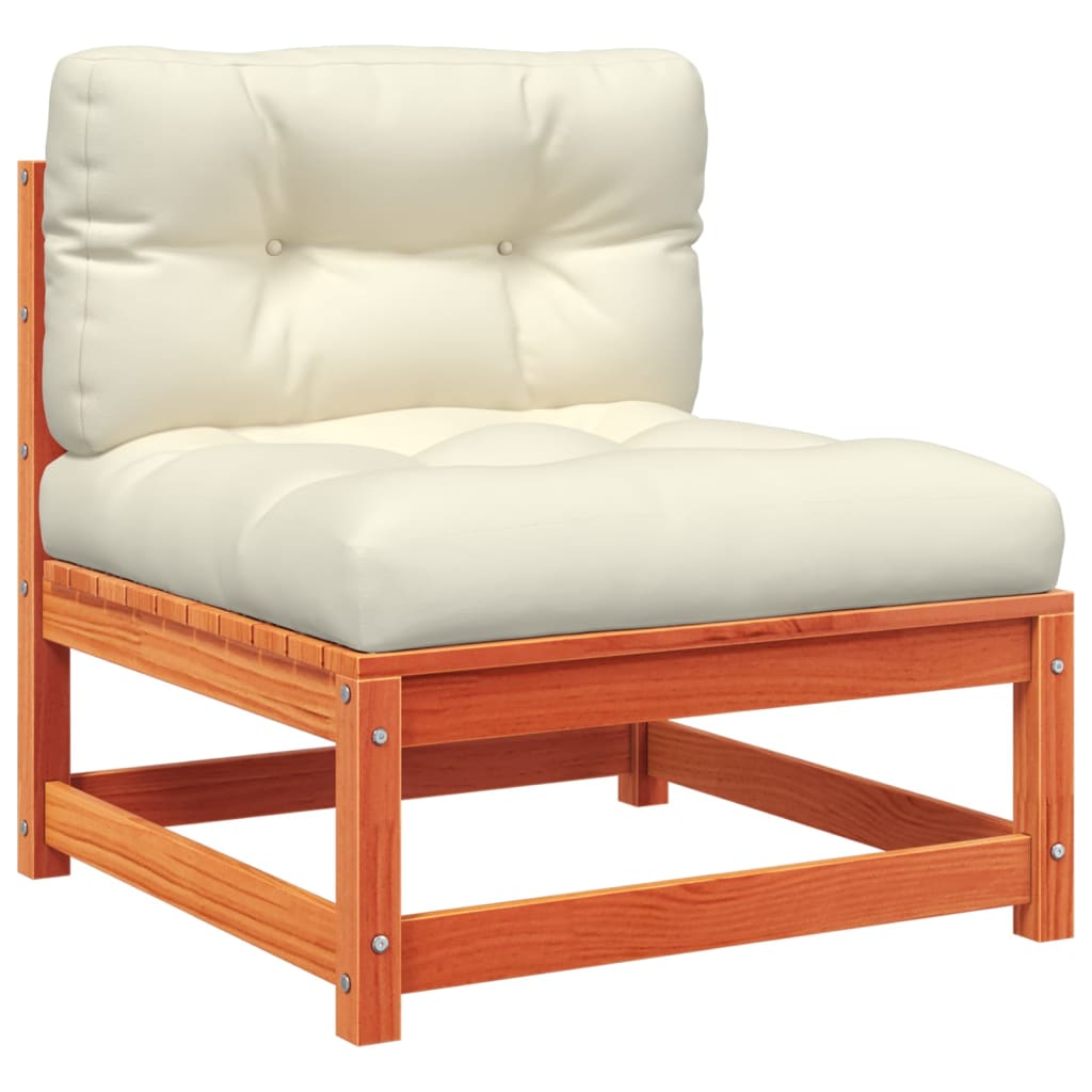 Garden Sofa Without Armrests with Cushions and Footstool