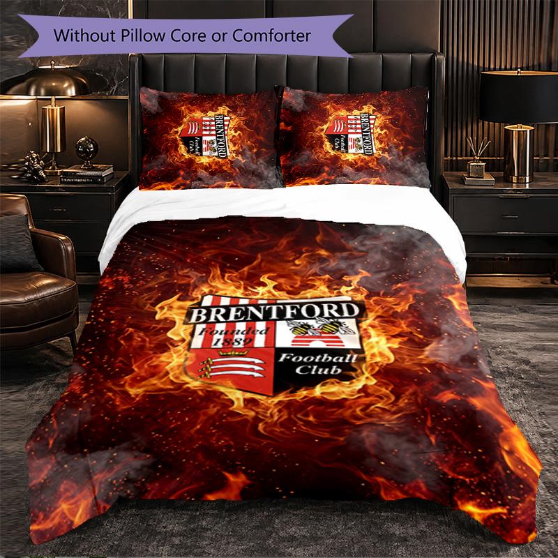 Set Biancheria da Letto Brentford Football 3 Pezzi Morbido Set Copripiumino con Federe Set Decorazione Camera da Letto per la Casa