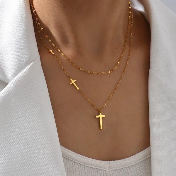 Exquisite Pink Rhinestone Cross Choker Necklace for Women Men Rotatable Crown Rhinestone Cross Necklace Jewelry Prayer Gift