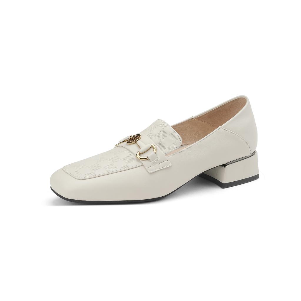 2025 New Versatile Single Shoes Thick Heel British Small Leather Shoes Genuine Leather Medium Heel Women's Shoes One Pedal Loafers Women