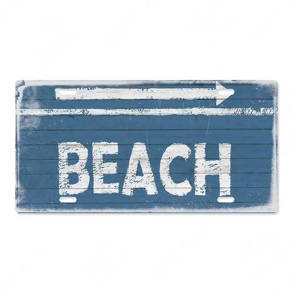Summer Beach Retro Tin Sign Licenses Plate Plaque Metal Vintage Poster for Pub Bar Surf