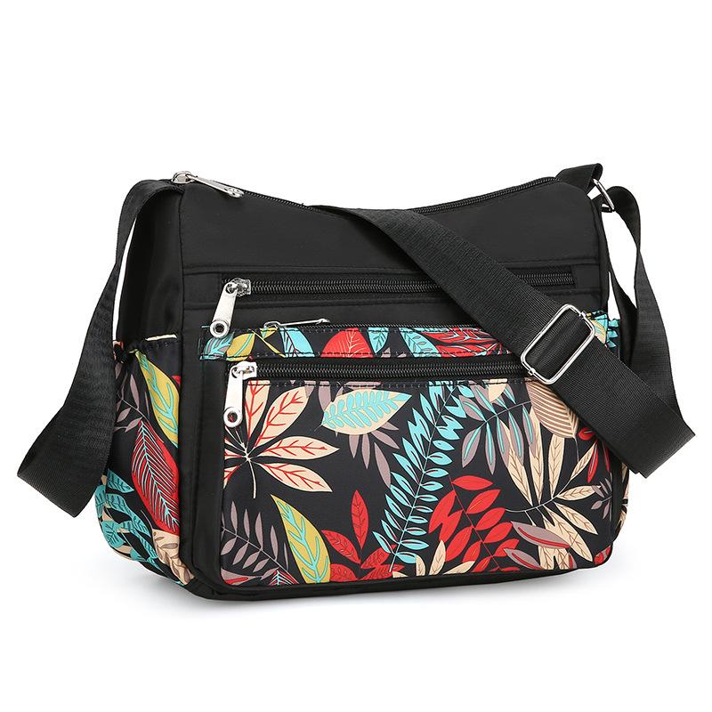 Women Elephant Print Crossbody Bag Multi Pocket Shoulder Bag Large Capacity Lightweight Travel Messenger Purse Zipper Handbag