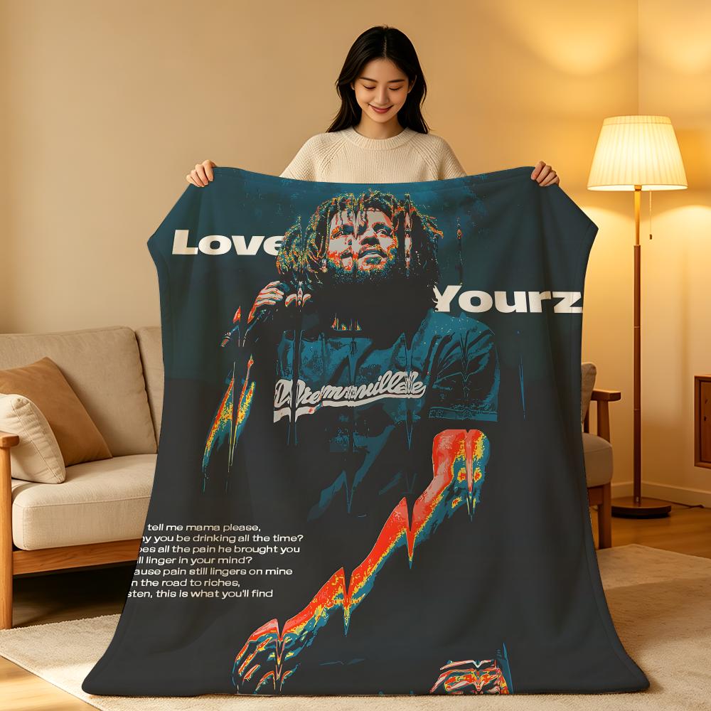 Music J-J.Cole Throw High-Density Short Plush Blanket Soft Skin-Friendly for Sofa Nap Air-Conditioned Room