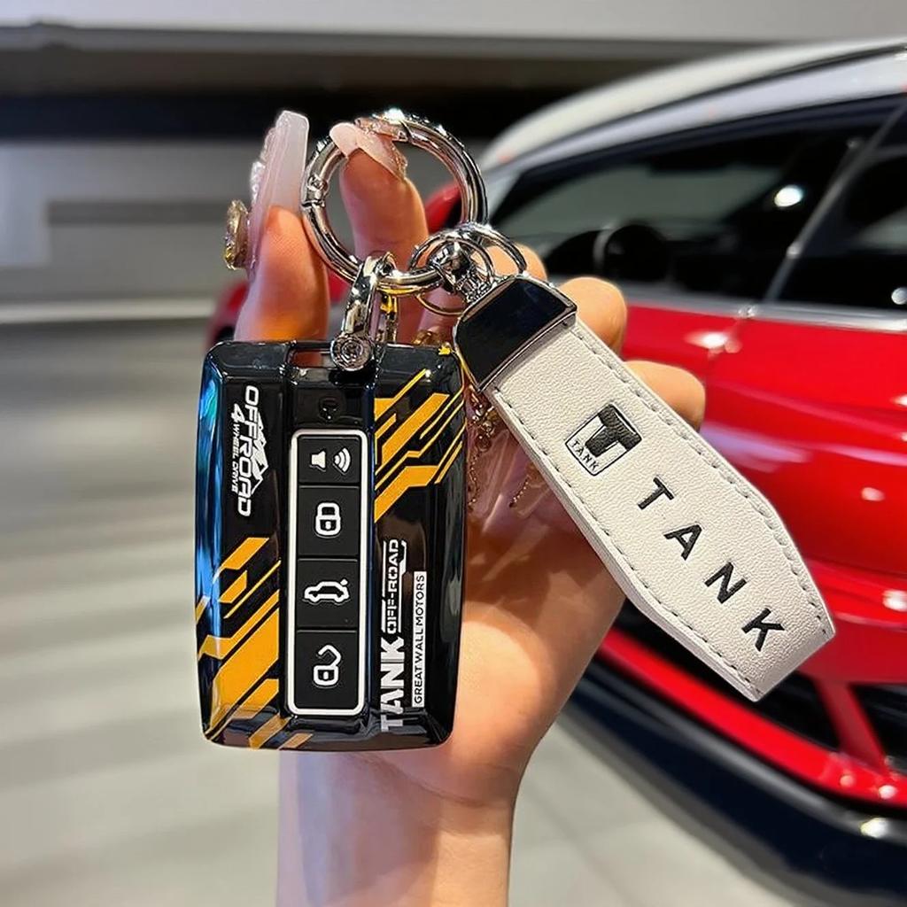 Fob Smart Key Protective Accessories Car ABS & Silicone Key Case Cover Buckle Chain For Great Wall GWM WEY TANK 300 500 Tank300