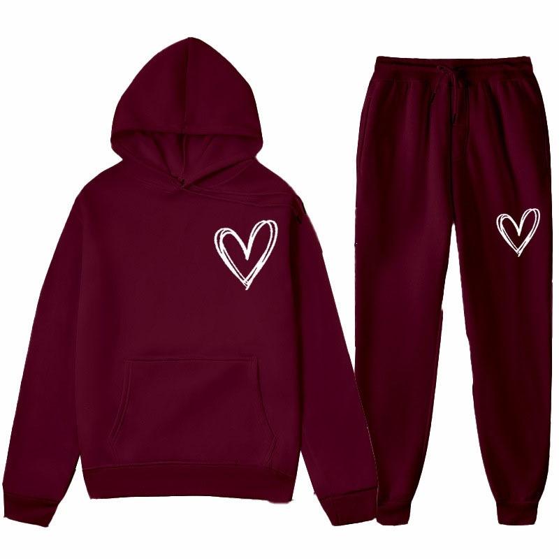 Spring and Autumn Sweater European and American Sweatpants Velvet Men's and Women's Loose Tops and Jackets Couple's Printed Hooded Suit