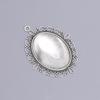 10 Set Metal Alloy Pendant Trays Oval Bezel Trays DIY Vintage Blank Pendant Bases with Transparent Glass Cabochons