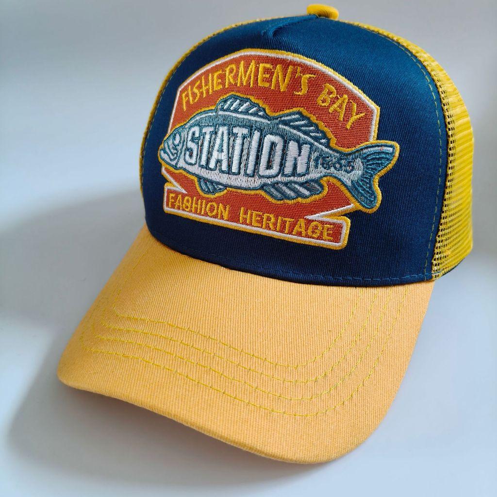 Vintage American Baseball Cap With Embroidered Lucky Symbols For Casual Wear Yellow