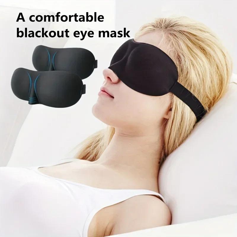 Men and Women 3D Black Eye Shade Cover Soft Blackout Eye Mask for Sleeping Comfortable Padded Eye Shade Cover Travel Relax Aid