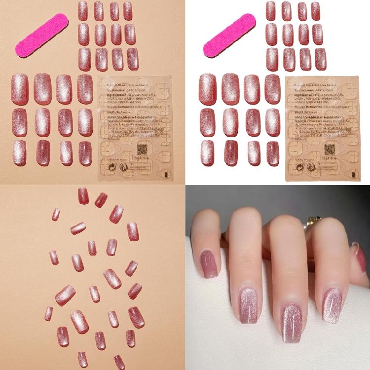 24 Pieces Press on Nails Artificial Nails Cat Eye False Nails for Nail Art Decor