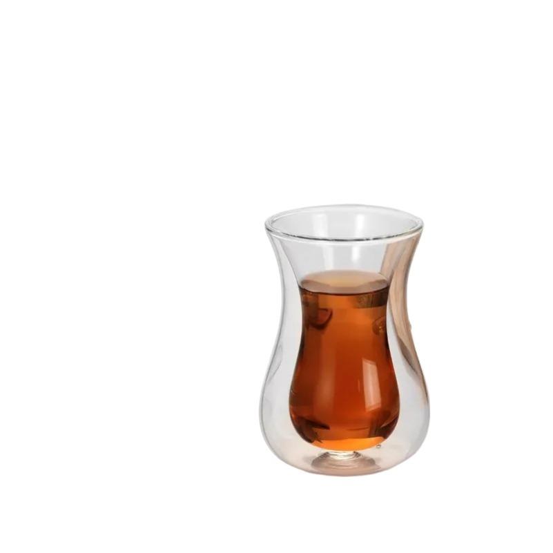 

Beauty Black Tea Cup Saucer Teaspoon Sets Turkish Bohea Double Wall Glass Insulated Thermal Cafe Coffee Mug Teacup