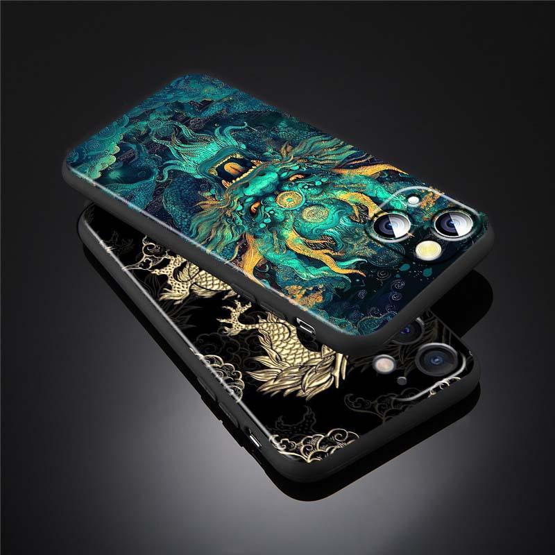 Anime Dragon Design For Apple iPhone 17 16 16E 15 14 13 12 11 Pro Max Plus Black Soft Silicone Phone Case