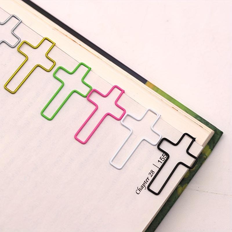[20pcs Durable Metal Cross Clips] 20pcs Assorted Colors Metal Cross Paper Clips - Durable Steel Office Bookmarks & Document Organizers