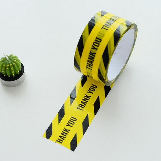 Large Roll Warning Tape - Black Text on Yellow Background, 4.8CM Wide, 25M Long