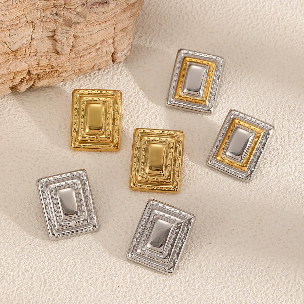 Geometric Stainless Steel Layered Earrings For Womens Fashion Jewelry