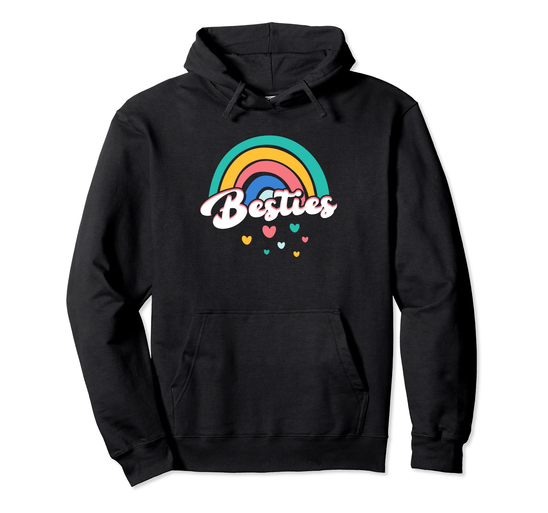 Best Rainbow Hearts Friendship Friends Girls Hoodie чёрный
