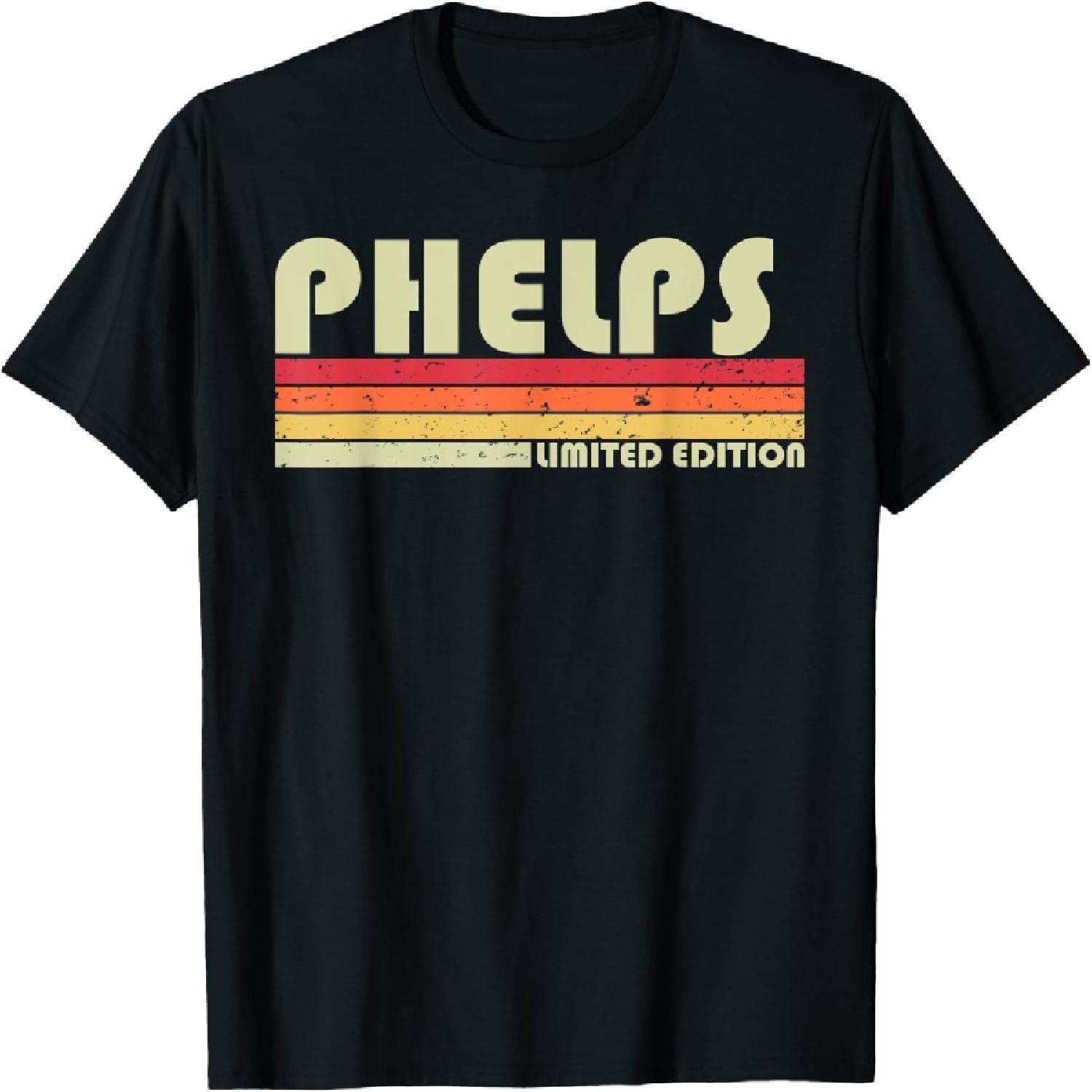 PHELPS Surname Funny Retro Vintage 80s 90s Birthday Reunion T-Shirt S разноцветный