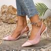 Spliced Flannelette Wrapped Sandals Summer New Pointed Toe Shallow Mouth One Strap Anti-slip Wear-resistant High Heels