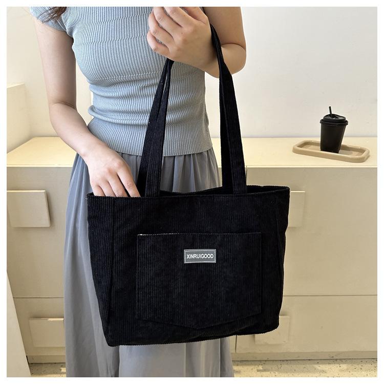 Damen Cord Schultertasche, Lässige Modehandtasche mit großer Kapazität, Geeignet zum Ausgehen, Maschinenwaschbar, mit festen Schultergurten