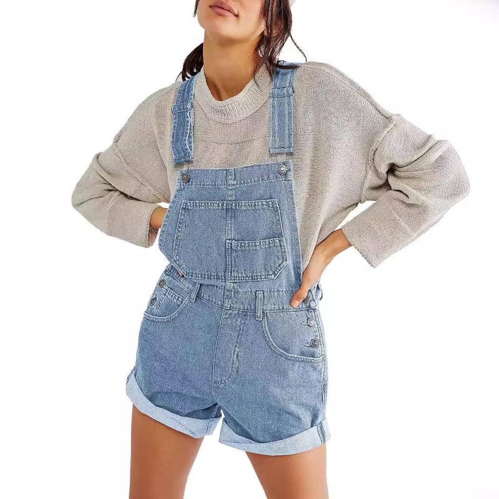 Women's Loose Multi-Pocket Overalls Jeans - European & American Style