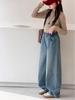 Girls' Wide-Leg Denim Jeans - Korean Style Spring 2026, Casual Street Style for Big Kids