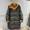 Womens Long Puffer Coat With Hood Oversized Loose Fit Duck Down Winter Jacket White Black Beige Army Green
