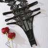 Women's Sexy Shapewear Set Embroidered Hollow-out Jumpsuit Set Shapewear Jumpsuit With Floral Wristbands