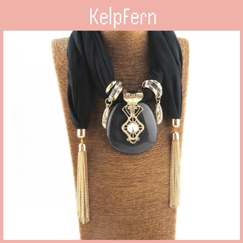 Jewelry Fashion Bohemian Women Ethnic Tassel Water Drop Pendant Scarf Necklace