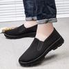 Pantofi slip-on negri din pânză pentru bărbați: Respirabil, Talpă Groasă, Talpă Moale, Stil Casual de Primăvară