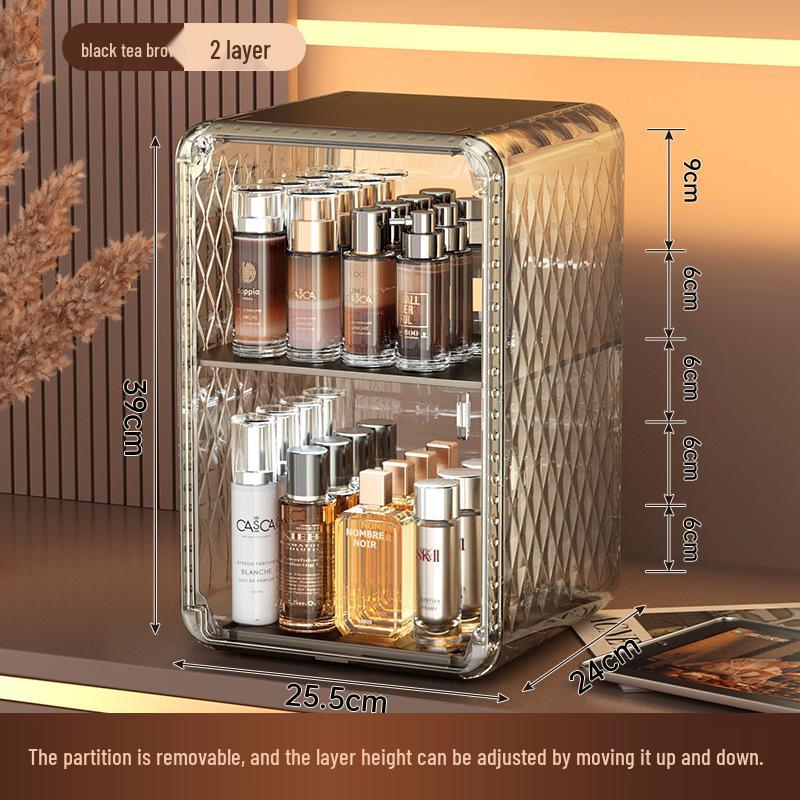 

Настольный органайзер для косметики: Пыленепроницаемый, Большая вместимость, Прозрачное хранение для ухода за кожей, помады и масок. No Size