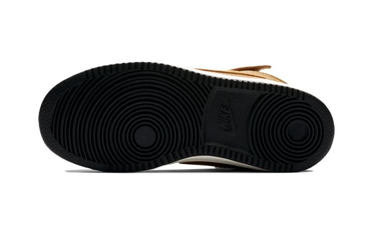 Nike Court Borough Mid Slip Resistant Abrasion Resistant Mid top Skateboard Shoes Wheat Children Aged 3 7 Years Old 870026-701