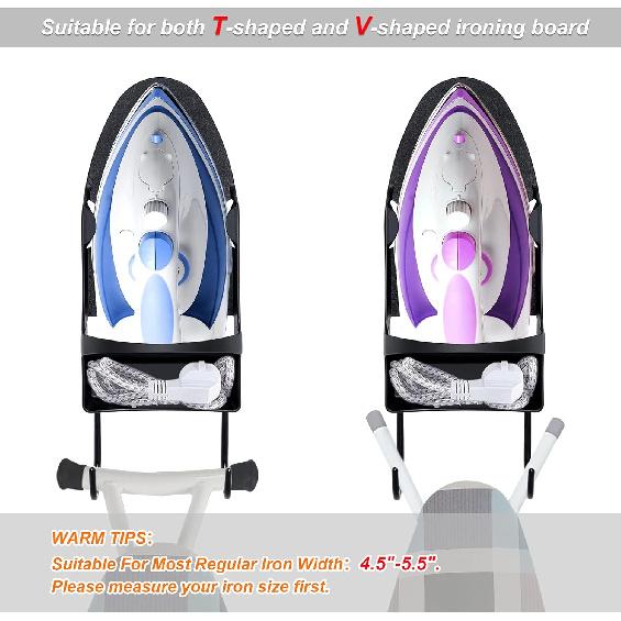 Wall Mount Steam Iron Holder Ironing Board Hanger Household Laundry Wall Mount Iron Hanger Ironing Board Rack Black- for Iron Max 5.5 Inch Width Iron