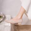 Fashion French Short Heel Flat Bottom Beauty Leather Shoes Pointed Toe Single Shoes