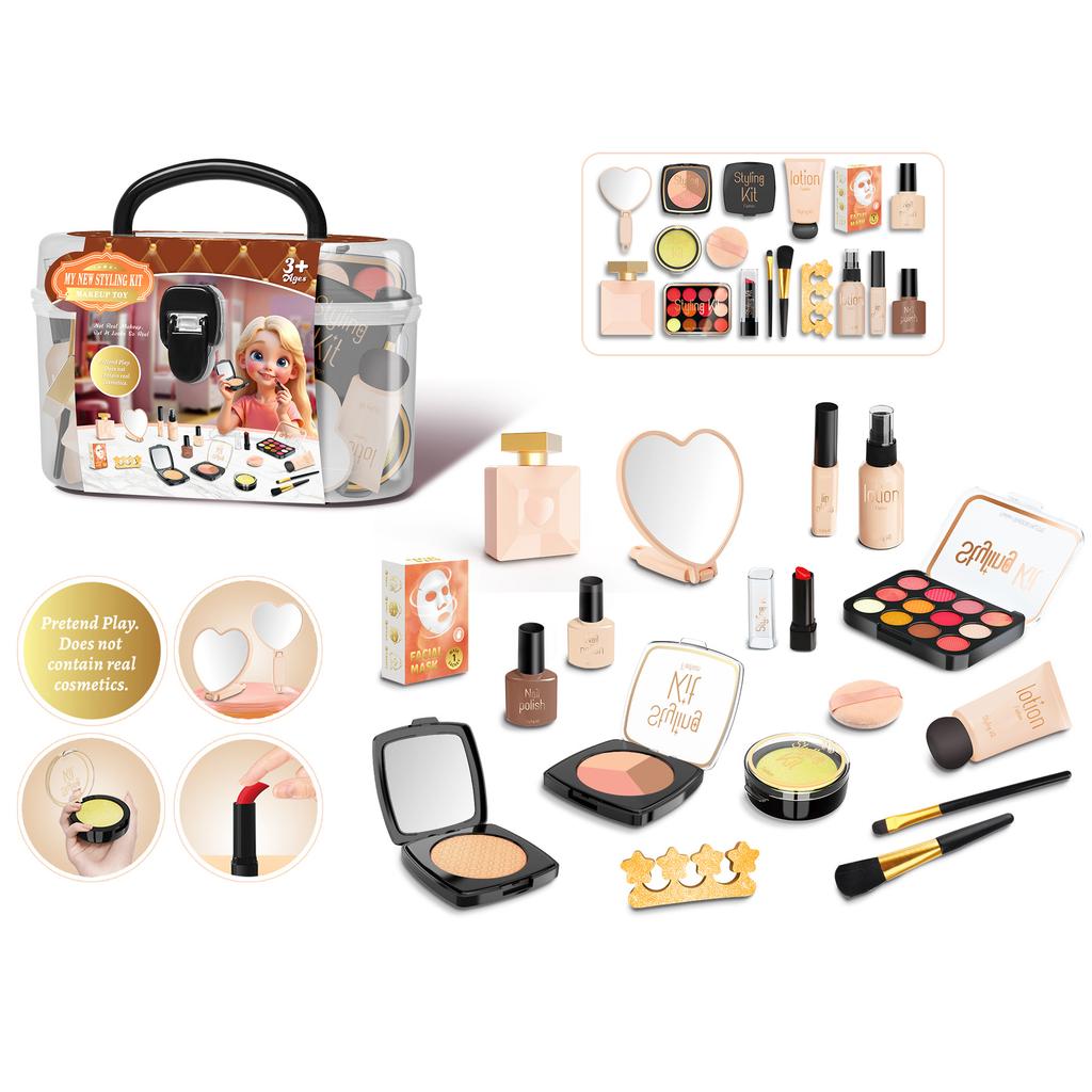 Girl Children Simulation Cosmetics Princess Makeup Lipstick Nail Play House Toy Set (Non-Smear)