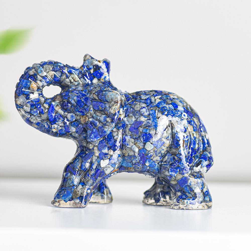 Crystal Elephant Resin Figurine With Semiprecious Stones For Office And Party Decoration