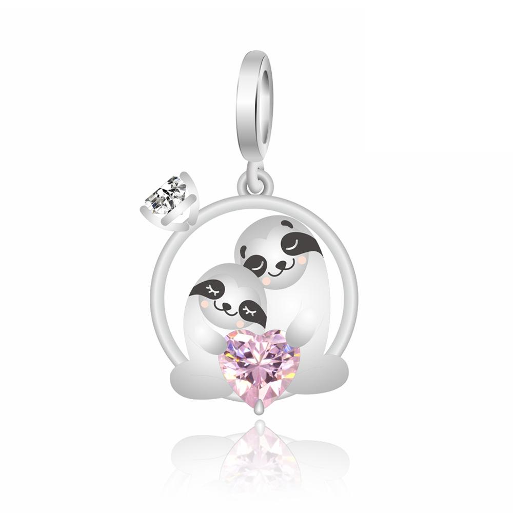

S925 Silver Style Beaded Two-in-One Pendant Animal Theme Bracelet DIY Craft Kit with Axolotl Sloth Snail Dolphin Charms