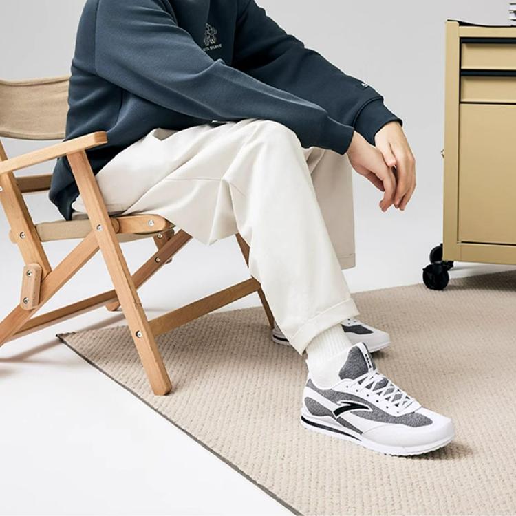 Anta Comfortable Versatile Shock Absorbing Wear Resistant Low Top Casual Shoes Men Casual Shoes Black White 912418856-2