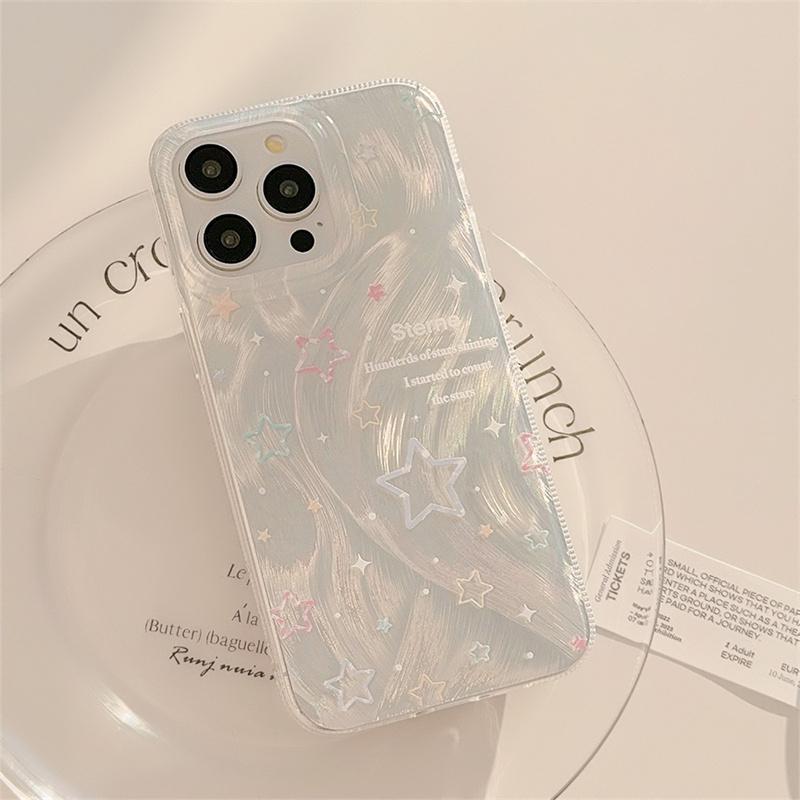 Ins Korea Cute Smile & Stars Phone Case For Samsung Galaxy S24 Ultra S23 FE S22 S21 Plus A15 A35 A55 A34 A54 A14 A53 A52 Cover