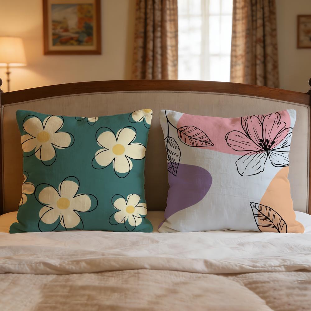 Pattern Line Flowers Cushion Cover 1Pcs Decorative Covers Soft Cushion Case For Sofa Couch Decor 40X40 45X45 Pillowcases