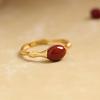 PANJBJ Anello Geometrico in Argento Sterling 925 con Giada di Hotan per Donna Ragazza Regolabile Gioielli Delicati Retrò Regalo di Compleanno Dropshipping