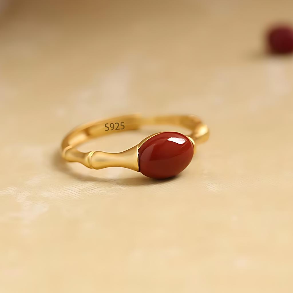 PANJBJ Anello Geometrico in Argento Sterling 925 con Giada di Hotan per Donna Ragazza Regolabile Gioielli Delicati Retrò Regalo di Compleanno Dropshipping