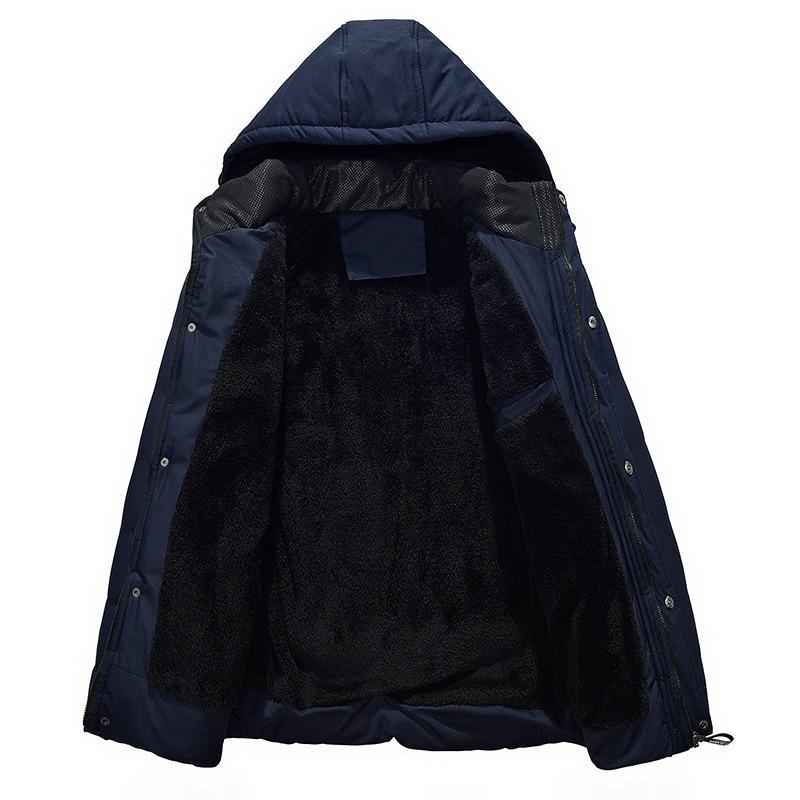 Winter cotton-padded clothes men's fleece thickened removable hooded cotton-padded jackets men's jackets warm medium and long cotton-padded clothes